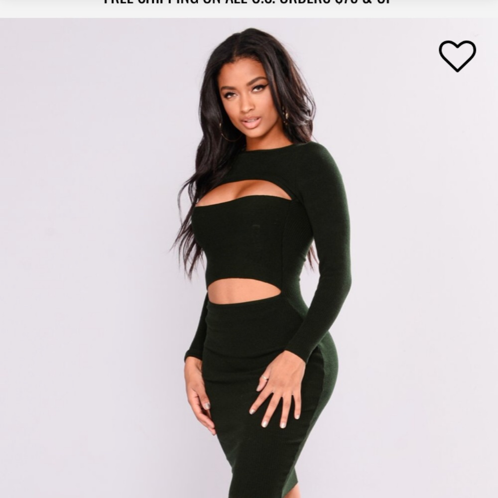 Green Sweater Dress with cut outs